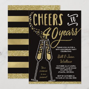 Einladung zum 40. Hochzeitstag, Faux Glitter