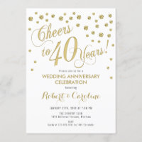 Einladung zum 40. Hochzeitstag - Gold & Weiß