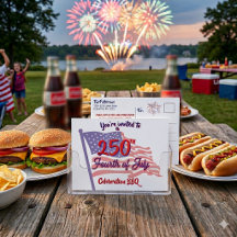 Einladung zum 4. Juli BBQ mit patriotischer Schrif