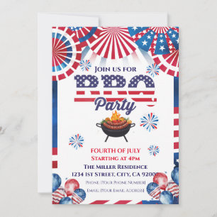 Einladung zum 4. Juli BBQ, Party in den USA Einlad