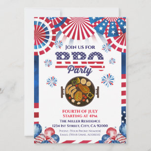 Einladung zum 4. Juli BBQ, Party in den USA Einlad