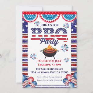 Einladung zum 4. Juli BBQ, Party in den USA Einlad