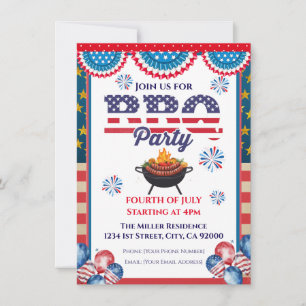 Einladung zum 4. Juli BBQ, Party in den USA Einlad