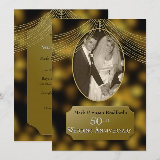 Einladung zum 50. Geburtstag der goldenen Hochzeit (Vorne/Hinten)