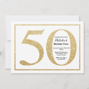 Einladung zum 50. Geburtstag Gold Glitter