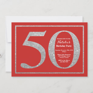 Einladung zum 50. Geburtstag Roter und Silberner G