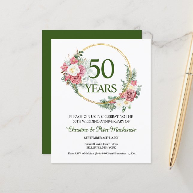 Einladung zum 50. Goldhochzeit-Jubiläum (Vorderseite/Rückseite Beispiel)