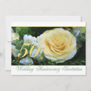 Einladung zum 50. Hochzeitstag - Gelbe Rose
