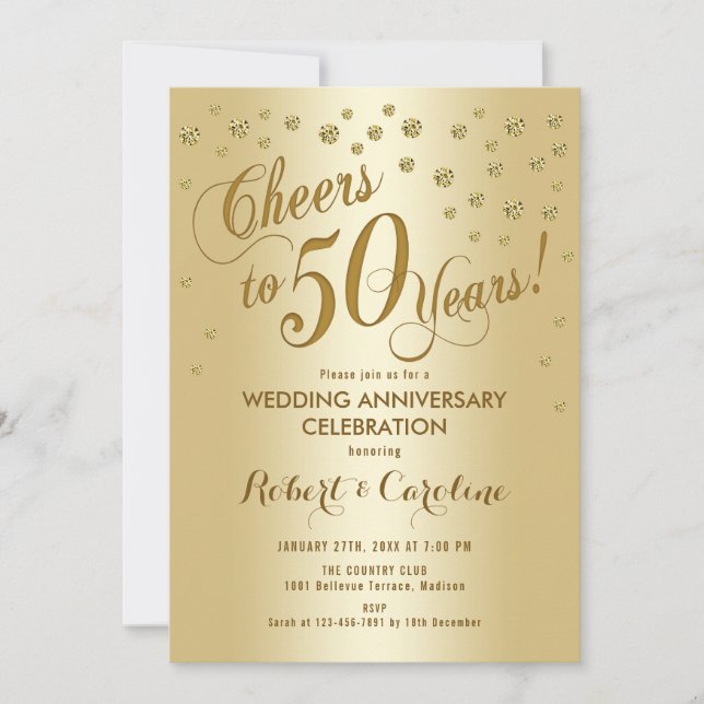 Einladung zum 50. Hochzeitstag in Gold (Vorderseite)