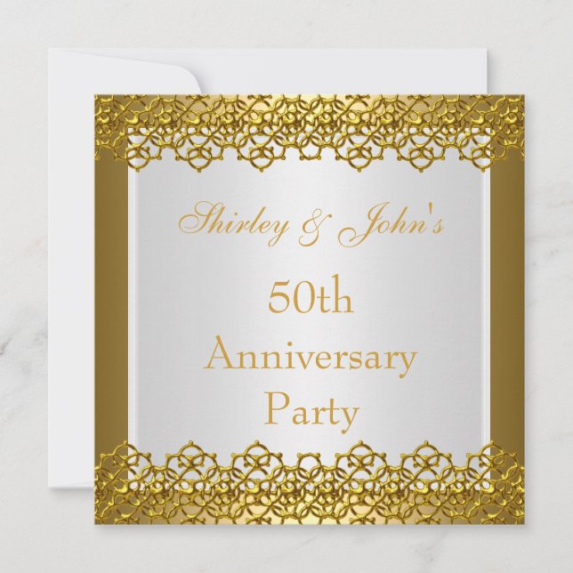 Einladung zum 50. Hochzeitstag Party Gold (Vorderseite)