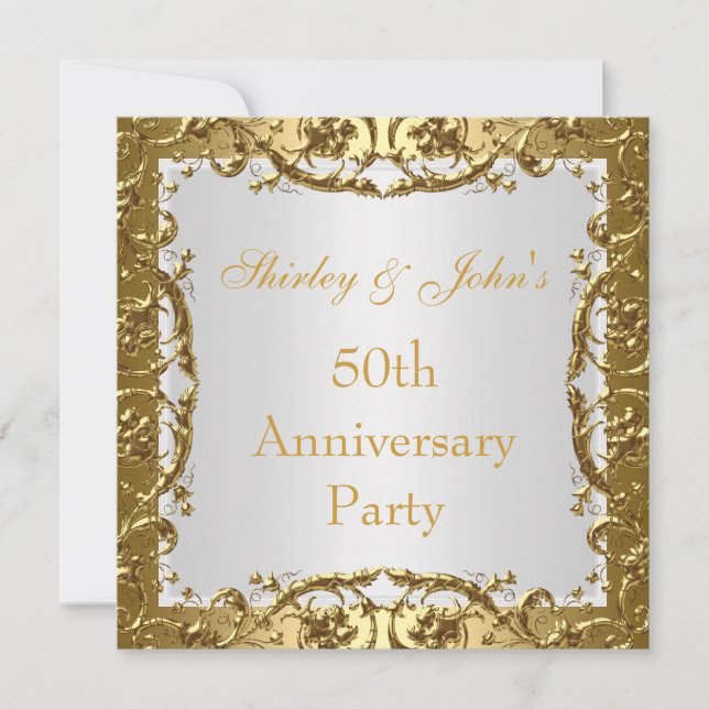 Einladung zum 50. Hochzeitstag Party Gold 2 (Vorderseite)