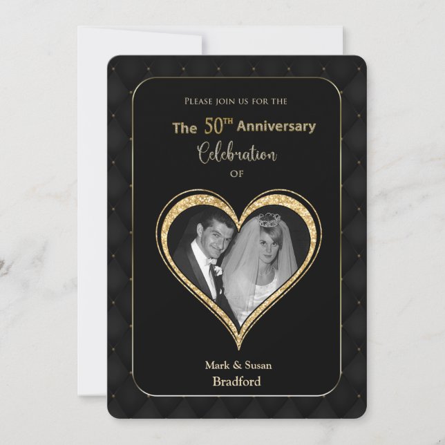 Einladung zum 50. Hochzeitstag Verziert Gold (Vorderseite)