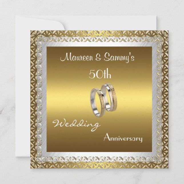 Einladung zum 50-jährigen Jubiläum Hochzeit Gold E (Vorderseite)