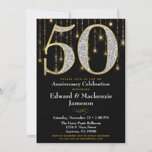 Einladung zum 50. Jubiläum Schwarz Gold Diamanten