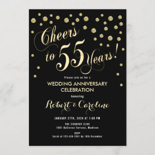 Einladung zum 55. Hochzeitstag - Black & Gold