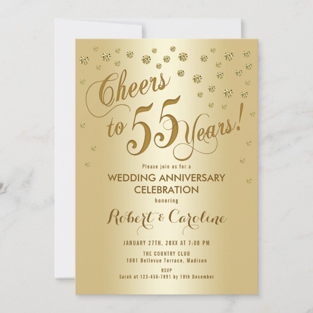 Einladung zum 55. Hochzeitstag in Gold (Vorderseite)