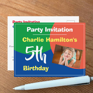 Einladung zum 5. Geburtstag mit Foto-Postkarte Postkarte