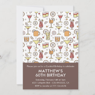 Einladung zum 60. Geburtstag Cocktail Stilvolles M
