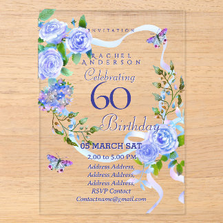 Einladung zum 60. Geburtstag mit Blaue Rose Schlei