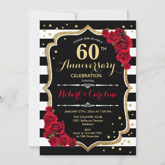 Einladung zum 60. Jubiläum - Red Gold Schwarz-weiß (Vorderseite)