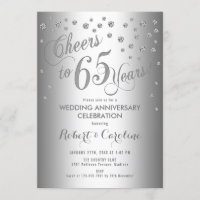Einladung zum 65. Hochzeitstag - Silberweiß