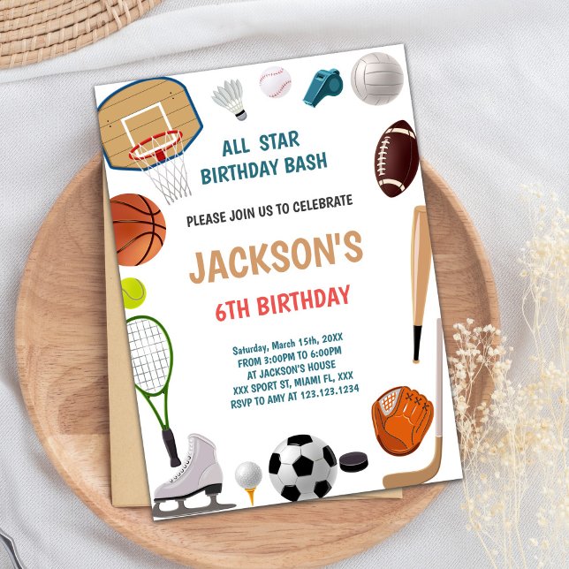 Einladung zum 6. Geburtstag (6th Birthday Sports Birthday Invitations)