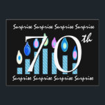 Einladung zum 70. Geburtstag<br><div class="desc">Dieses Design mit seinen festlich gestreiften Kerzen und seiner kühlen und farbenfrohen Schrift ist ein lustiger Weg, die Leute zu einem SURPRISE Geburtstagsfest einzuladen. Text auf der Rückseite der Einladung ist völlig anpassbar - auf der Vorderseite können Sie das Geburtstagsjahr und den Geburtstagsgast hinzufügen. Sie können mit verschiedenen Papiertypen experimentieren,...</div>