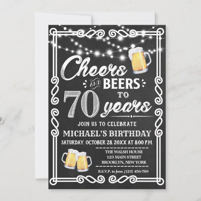Einladung zum 70. Geburtstag | Cheers und Biere (Vorderseite)