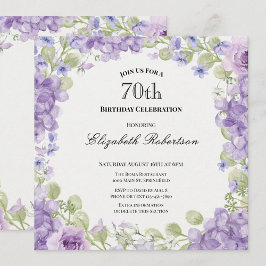 Einladung zum 70. Geburtstag Elegante lila Blüten