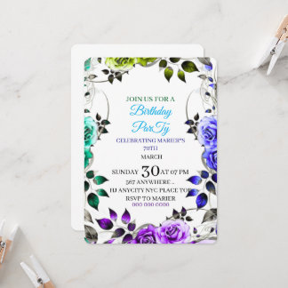 Einladung zum 70. Geburtstag für Frauen, Florale Ü