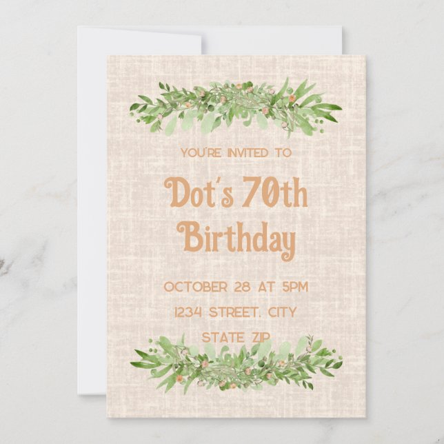Einladung zum 70. Geburtstag - Linengrün siebzig (Vorderseite)