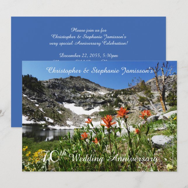 Einladung zum 70. Hochzeitstag, Wildblumen (Vorne/Hinten)