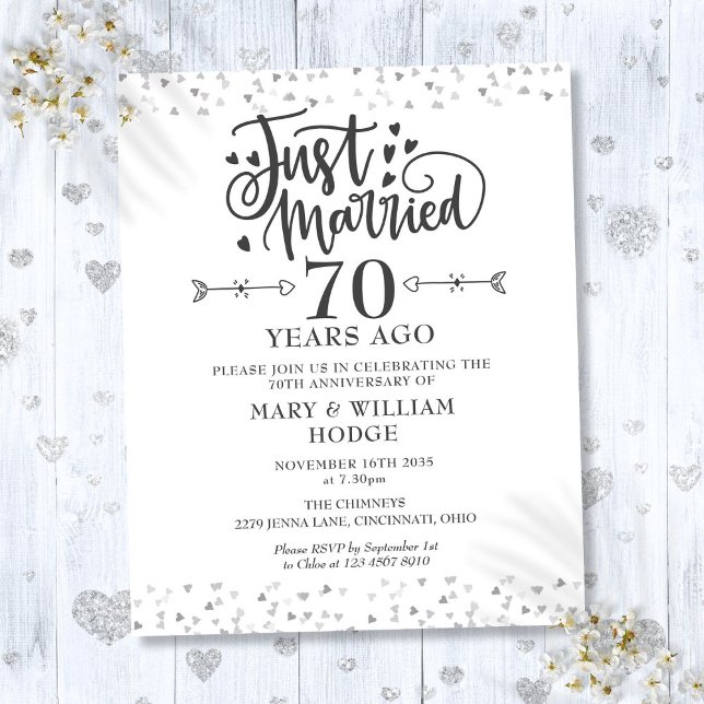 Einladung zum 70-jährigen Jubiläum (Budget Just Married 70th Anniversary Invitation)