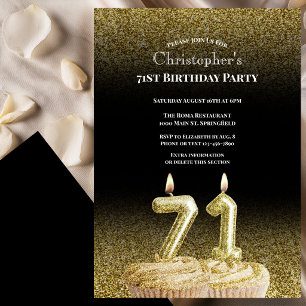 Einladung zum 71. Geburtstag in Schwarz und Gold f