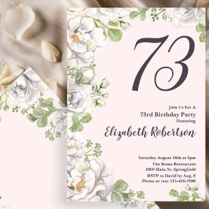 Einladung zum 73. Geburtstag Blush-Pink Florale Pf