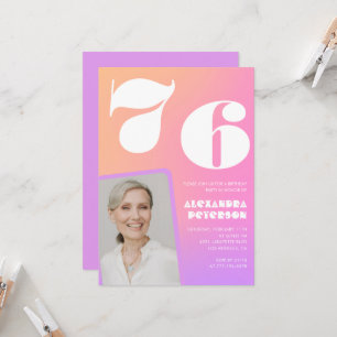 Einladung zum 76. Geburtstag mit rosa Farbverlauf 