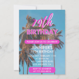 Einladung zum 79. Geburtstag Sommer Pinke Palme
