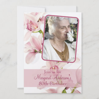 Einladung zum 80. Geburtstag | FOTO | Rosa Orchid