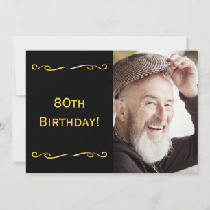 Einladung zum 80. Geburtstag Foto schwarz für Typ