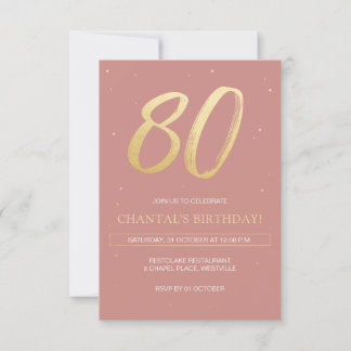 Einladung zum 80. Geburtstag mit Dusty Pink und Go