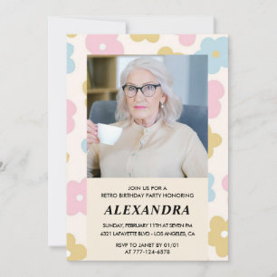 Einladung zum 80. Geburtstag Retro Groovy Floral N