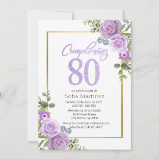 Einladung zum 80. Geburtstag - Thema Lila Blume