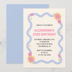 Einladung zum 83. Geburtstag Retro Groovy Blue