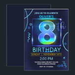 Einladung zum 8. Geburtstag<br><div class="desc">Einladung zum 8. Geburtstag,  Junge 8. Geburtstag Neon Glow Party Einladung</div>