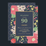 Einladung zum 90. Geburtstag - Gold, elegante Blüt<br><div class="desc">Die elegante und stilvolle 90. Geburtstagsfeier lädt zu einem individuellen besondere Anlass ein. Es verfügt über eine Blumengrenze sowie einen Goldrahmen und Goldakzente. Die Hintergrundfarbe und der Text können nach Ihren Wünschen geändert werden. Eine perfekte Einladung zum Geburtstag eines Erwachsenen.</div>