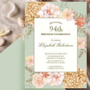 Einladung zum 94. Geburtstag Herbstfarben Floral S