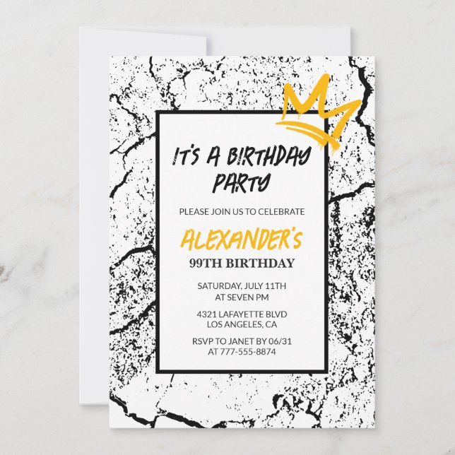 Einladung zum 99. Geburtstag Men Graffiti (Vorderseite)