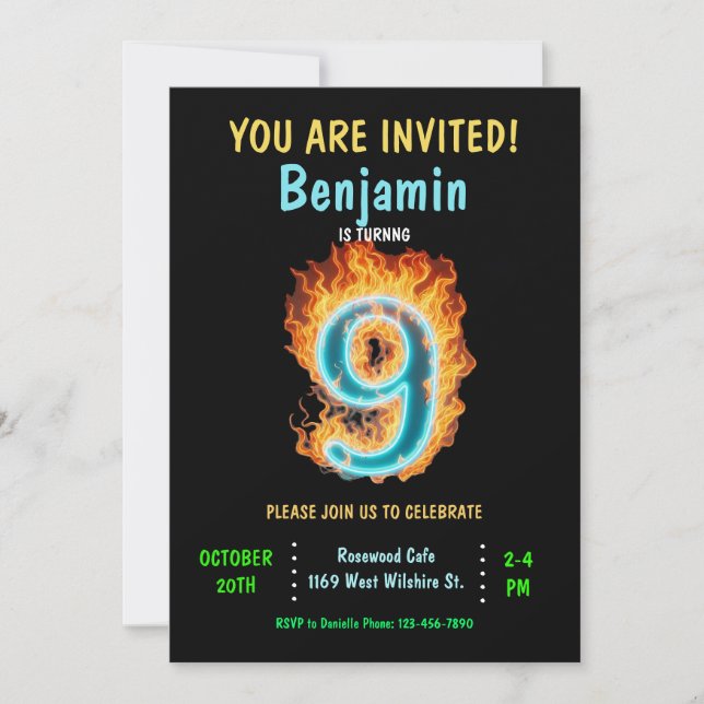 Einladung zum 9. Geburtstag, Junge 9. Geburtstag (Vorderseite)