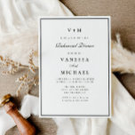 Einladung zum Abendessen in Schwarz und Weiß<br><div class="desc">modernes Schwarz-Weiß-Design mit Rahmen und benutzerdefiniertem Text</div>