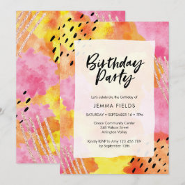 Einladung zum abstrakten Geburtstag | rosa und ora